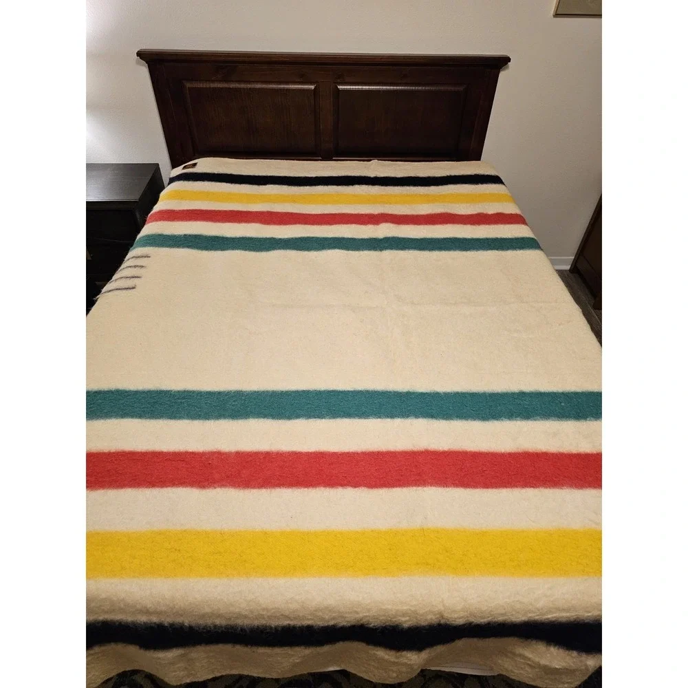 Early's Witney 4 Point Pure Wool Blanket ~ 90x72 Multicolor Striped England Made